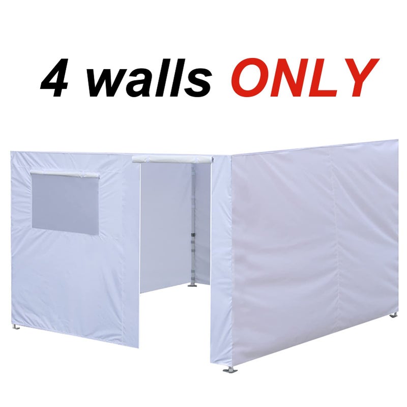 Eurmax USA Full Zippered Walls for 10 x 10 Easy Pop Up Canopy Tent,Enclosure Sidewall Kit with Roller Up Mesh Window and Door 4 Walls ONLY,NOT Including Frame and Top (White) - Image 2